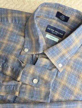 Peter Millar Collection Men's Flex Finish Long Sleeve Button Up Plaid Shirt Sm